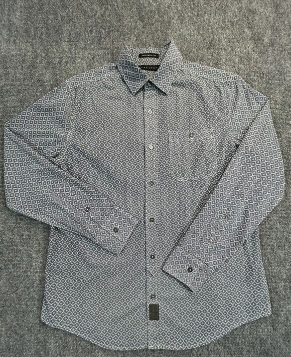 Sean John Other - Sean John Y2K Tailored Fit Geometric Button Up Shirt Men's M Blue Cotton Casual